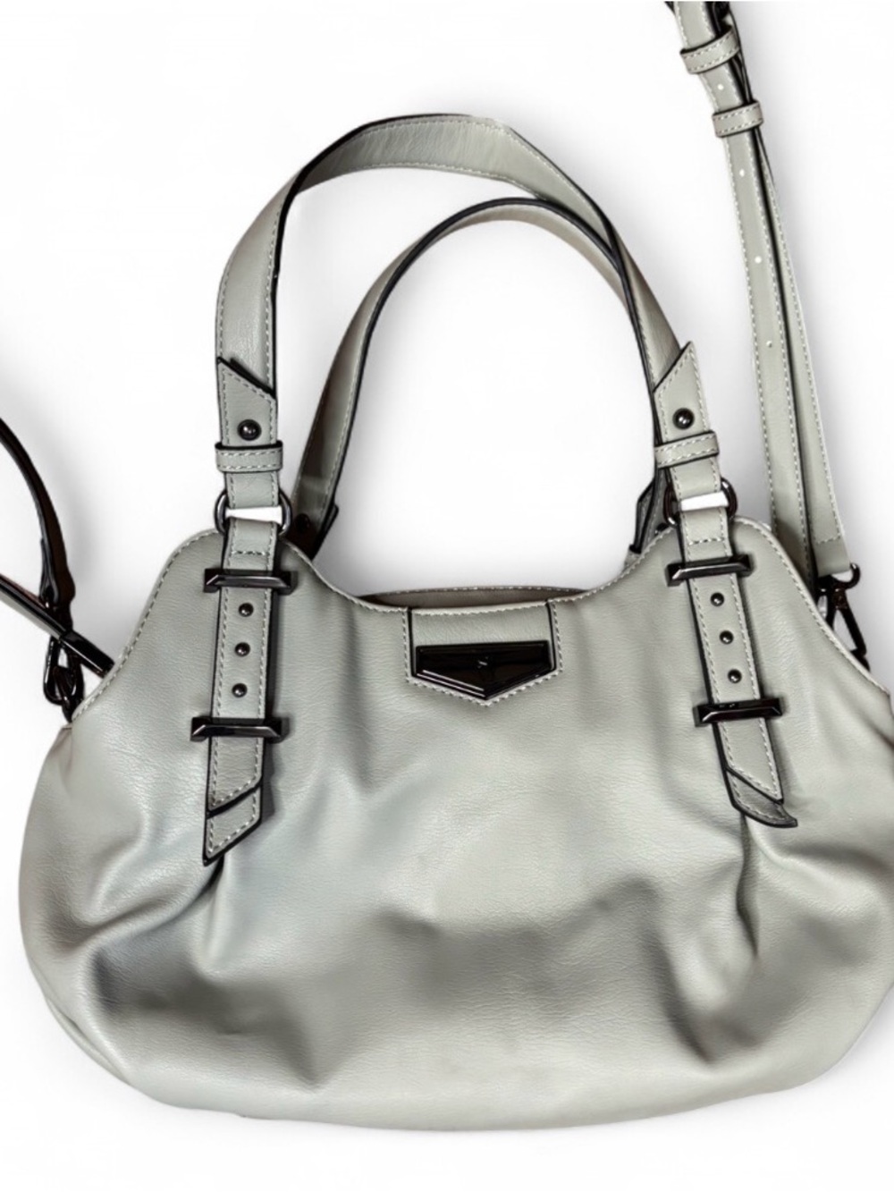 Simply Vera Vera Wang Light Gray Buena Shoulder Satchel Purse Bag Slouchy